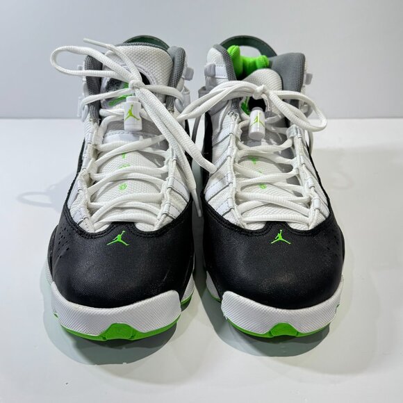 Air Jordan 6 Rings White Black Altitude Green Sneakers Athletic Sz 6.5 Youth - Picture 1 of 12